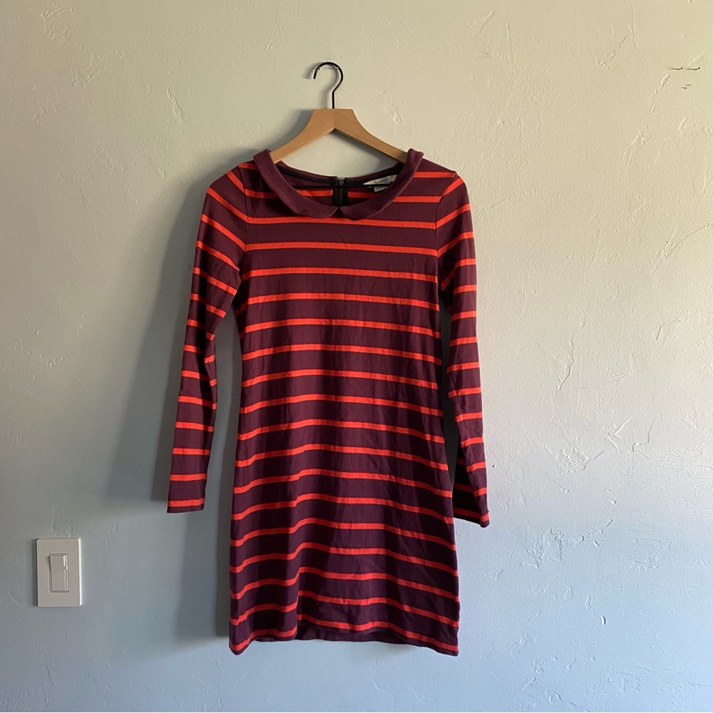 Boden Navy and Red Striped Long Sleeve Dress